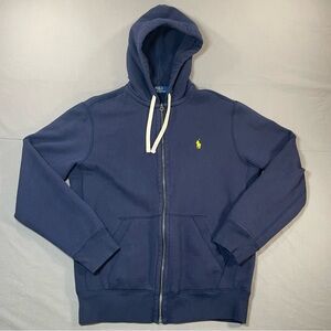 Polo Ralph Lauren Cotton Full Zip Up Hoodie Sweathshirt - Navy - Mens Medium